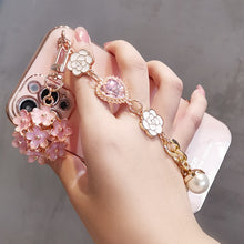 Lade das Bild in den Galerie-Viewer, Luxury Plating Glitter Camellia Gem Bracelet Flower Pendant Phone Case For IPhone13 12 11 Pro XS MAX XR X 7 8 Plus Cover Coque
